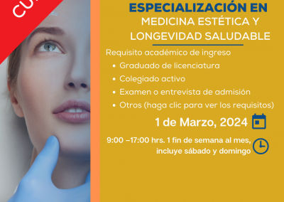 Estudios de Especialización en Medicina Estética y Longevidad Saludable